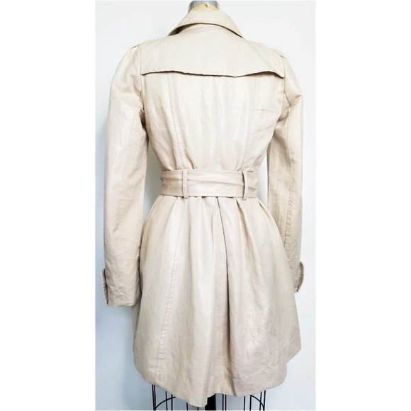 AX Armani Exchange Womens Linen Trench Coat Tan with Metallic Gold Thread  M - Picture 11 of 11